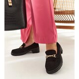Gemre Black suede block heel loafers Sherie | Shoptok.si