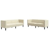 vidaXL Komplet Chesterfield kavčev 2-delna krem umetno usnje | Shoptok.si