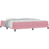 vidaXL Postelja boxspring z vzmetnico Roza 200 x 200 cm Žamet | Shoptok.si