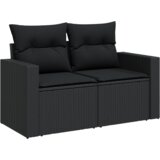 8 Djelni Vrtni Sofa Set s Jastucima Crni Poli Ratan Akacija | shoptok.hr