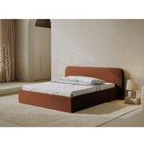 Micadoni Tapecirani bračni krevet s prostorom za odlaganje s podnicom 200x200 cm boje terakote Elizabeth – | shoptok.hr