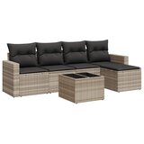  6-dijelni set vrtnih sofa od poliratana s jastucima svjetlosivi | Eponuda.com