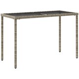  Vrtni stol sa staklenom pločom sivi 115x54x74 cm od poliratana | shoptok.hr