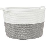  Košara za rublje sivo-bijela Ø 60 x 36 cm pamučna | shoptok.hr