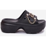 Boto Foam Women's Slippers on Massive Platform with Golden Decorations Black Ivoriel | shoptok.hr