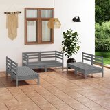 Maison Chic Seti vrtnega pohištva - Vrtna garnitura - Vrtni pohištvo set 6-delna siva trdna borovina, (21816049) | Shoptok.si