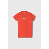 PepeJeans Otroška kratka majica HANA GLITTER rdeča barva