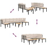  5-dijelni set vrtnih sofa s jastucima čelik obložen prahom crni | shoptok.hr