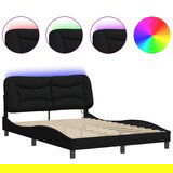 Maison Chic Posteljni okvir - Dvoposteljna postelja - Zakonska postelja z LED brez vzmetnice črn 140x190 cm blago, (21696475) Cene
