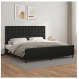  Posteljni okvir z vzglavjem črn 200x200 cm umetno usnje | Shoptok.si