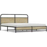 Metalni Kovinski posteljni okvir brez vzmetnice sonoma hrast 200x200 cm, (21608598) | Shoptok.si