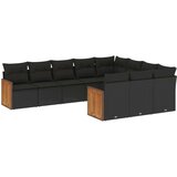 vidaXL 10-dijelni set vrtnih sofa s jastucima crni od poliratana | shoptok.hr