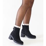 Gemre Black heeled ankle boots decorated with faux fur eco-suede Amtula | Shoptok.si