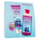 Dermacol Aroma Moment Plummy Monster set: pena za kopel Plummy Monster 500 ml + gel za prhanje Plummy Monster 250 ml + gobica za prhanje za otroke | Shoptok.si
