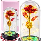 Eternal Rose In Glass Crystal Dome LED Lighting Red 21x11cm Cene