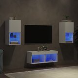  4-dijelni zidni TV ormarići s LED svjetlima bijeli | shoptok.hr