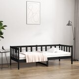 vidaXL Dnevni ležaj crni 90 x 190 cm od masivne borovine Cijene