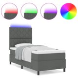 vidaXL Temno siva postelja s škatlasto vzmetnico z LED 90x200 cm tkanina Cene