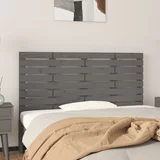vidaXL Stensko posteljno vzglavje sivo 146x3x63 cm trdna borovina