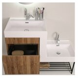 Hanah home Kupatilski ormarić sa umivaonikom i ogledalom (2 komada) Up Down Light Walnut | Eponuda.com