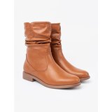 Shelvt Comfortable caramel ankle boots with ruffles | Shoptok.si