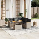  The Living Store Vrtna sedežna garnitura 6-delna z blazinami siv poli ratan - Vrtna Sedežna Garniture, (21456885) | Shoptok.si