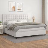 The Living Store Box spring postelja z vzmetnico bela 200x200 cm umetno usnje - Box Spring Postelja, (21519117) Cene