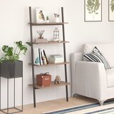 vidaXL 4-nadstropni prislonski regal temno rjav in črn 64x34x150,5 cm | Shoptok.si