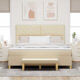  Krevet s opruga kutije s jastukom Krema 200 x 180 cm tkanina | shoptok.hr