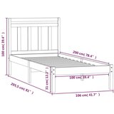  Posteljni okvir črn iz borovine 100x200 cm, (20647552) | Shoptok.si