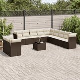  12-dijelni set vrtnih sofa od poliratana s jastucima smeđi | shoptok.hr