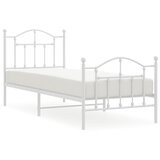 Maison Chic Kovinski Posteljni okvir - Enojna postelja - Postelja za odrasle z vzglavjem in vznožjem bel 90x200 cm, (21695749) Cene