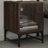Furnova Nočna omarica s steklenimi vrati rjavi hrast 35x37x50 cm, (21928029) | Shoptok.si