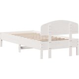 vidaXL okvir za krevet s uzglavljem bijeli 90x200 cm masivna borovina | shoptok.hr