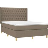  Krevet box spring s madracem LED smeđesivi 140x200 cm tkanina | shoptok.hr