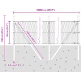 vidaXL Ograja v obliki hexagona Zelena 0.5x100 m Jeklo, Ograjne stebri 13 kosov Zeleni Ø32 mm 100 cm Galvanizirano jeklo | Shoptok.si
