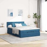 vidaXL Otomanska postelja z vzmetnico&LEDs temno modra 140x190cm žamet | Shoptok.si