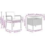 Bistro set za vrt s jastukom 3 pcs Sivi poliratan | shoptok.hr