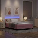  Box Spring postelja z vzmetnico in LED svetlobo roza 140x200 cm žamet, (22050137) | Shoptok.si