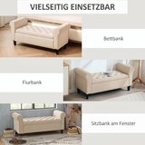  Klupa u vintage stilu klupa s prostorom za pohranu baršunasti izgled bež | shoptok.hr