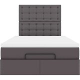 vidaXL Otomanski posteljni okvir z vzmetnico siv 120x190 cm um. usnje, (21610034) | Shoptok.si