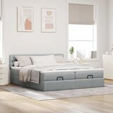  Okvir kreveta s madracima svijetlosivi 200x200cm od tkanine | shoptok.hr