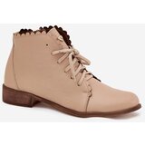 Zazoo Leather Ankle Boots With Flat Heel Beige 2964 | shoptok.hr