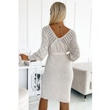 numoco basic Openwork sweater dress with neckline and tie Numoco | Shoptok.si