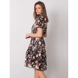 Fashion Hunters Black patterned dress with a frill | shoptok.hr