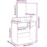  Toaletni stolić s ogledalom siva boja hrasta 80 x 41 x 144 5 cm | shoptok.hr