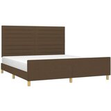  Posteljni okvir z vzglavjem temno rjav 140x200 cm blago, (20903131) | Shoptok.si