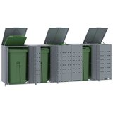 vidaXL Spremište za 5 kanta za otpad sivo 345x79x117 cm čelično | shoptok.hr