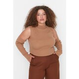 Trendyol Curve Brown Shoulder Detailed Knitwear Sweater Cene