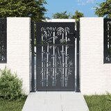 vidaXL Vrtna vrata antracitna 105x130 cm jeklena oblika bambusa Cene